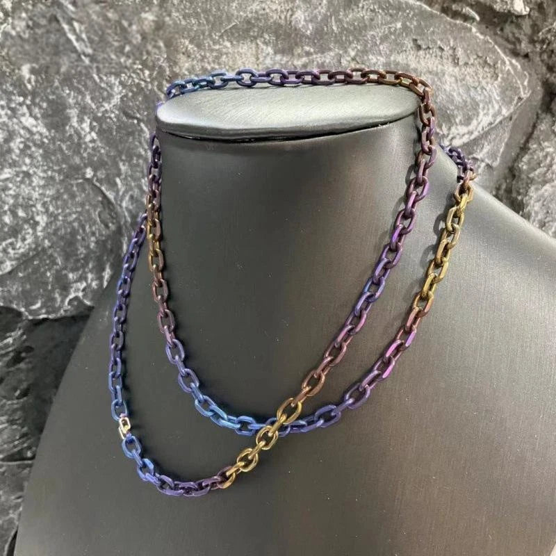 Men Women 7mm Pure Titanium Chain Necklace Durable Skin Friendly Jewelry Gift 07FC0E-D4 - KOEEK