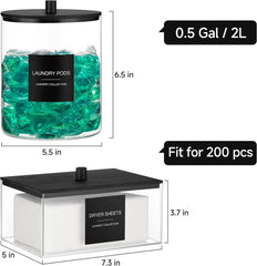 Glass jar and acrylic drying rack, laundry detergent container