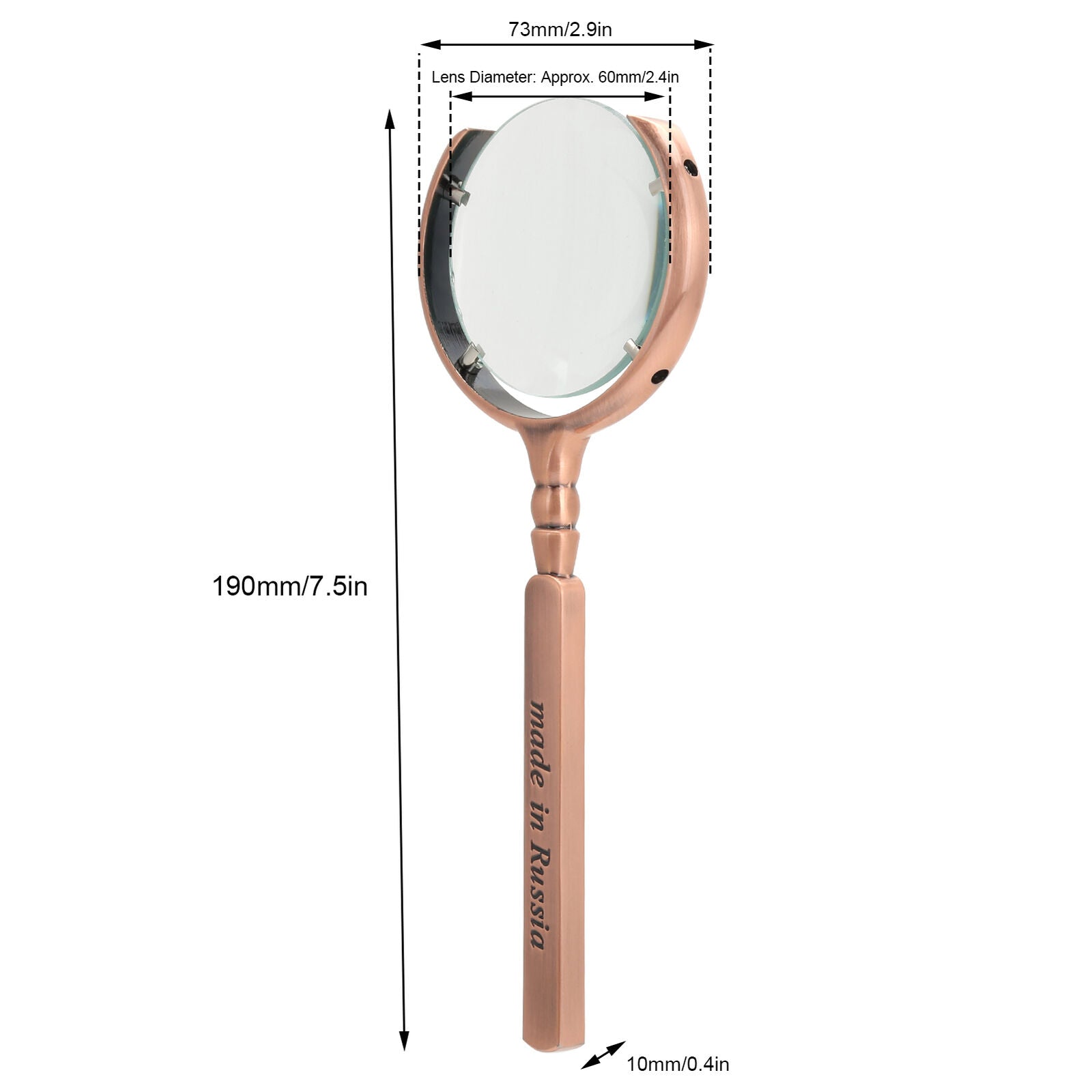 new Portable Handheld Magnifier X8 Magnifying Glass 60mm Lens Dia Bronze US koeek - KOEEK