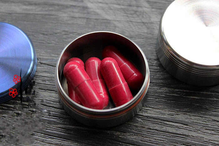 Round Travel Waterproof Titanium Alloy Pill Holder Box Medicine Container Case 07FC0E-D4 - KOEEK