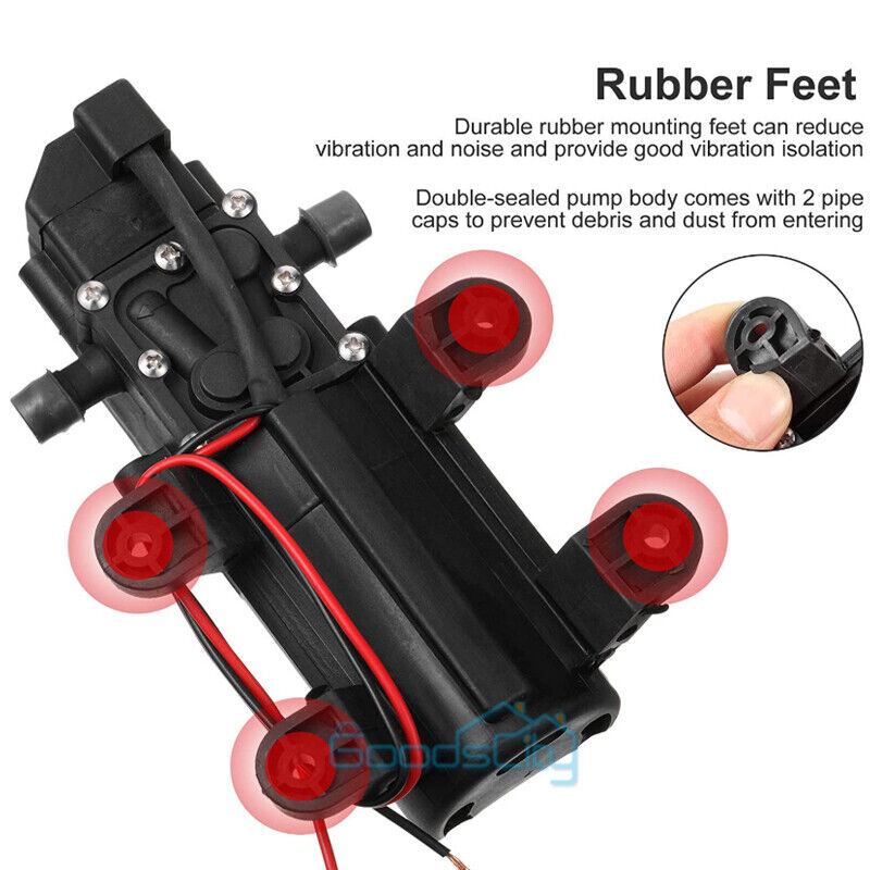 ny 12V 130PSI vannpumpe trykkmembran selvsugende pumpe for bobil båt campingvogn