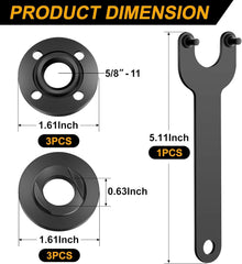 new 7PCS Angle Grinder Nut Flange Wrench,5/8-11 Metal Black 07FC0E-D4 - KOEEK