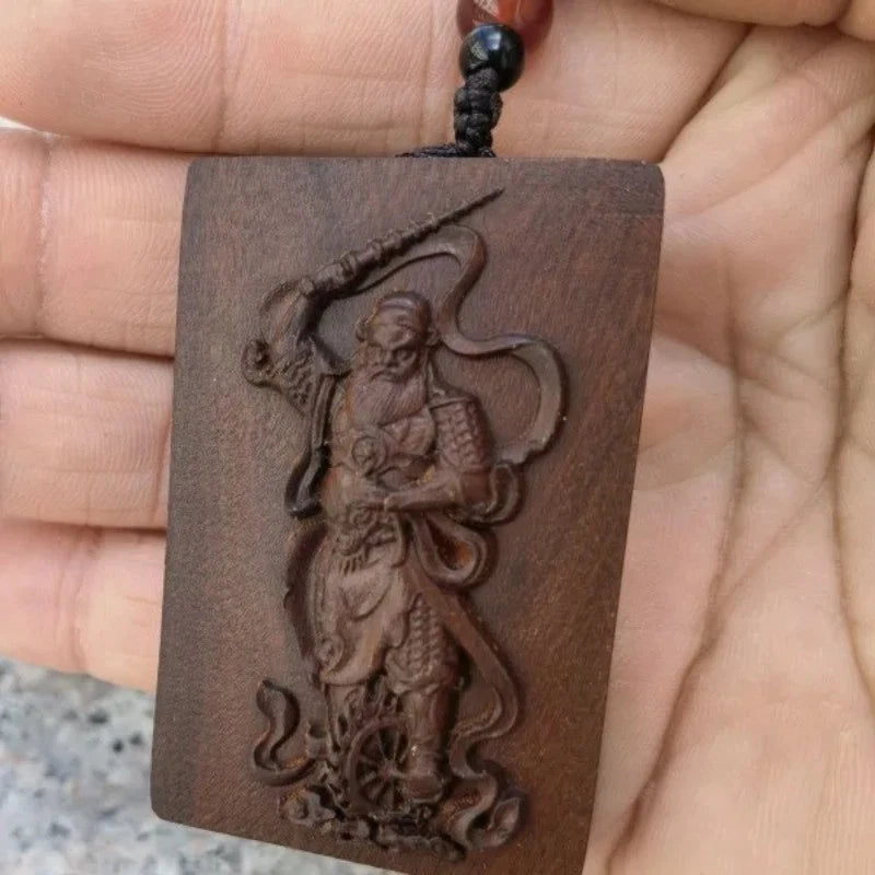 Lightning-struck Jujube Wood Amulet Wang Lingguan Taoist Fengshui Pendant 07FC0E-D4 - KOEEK