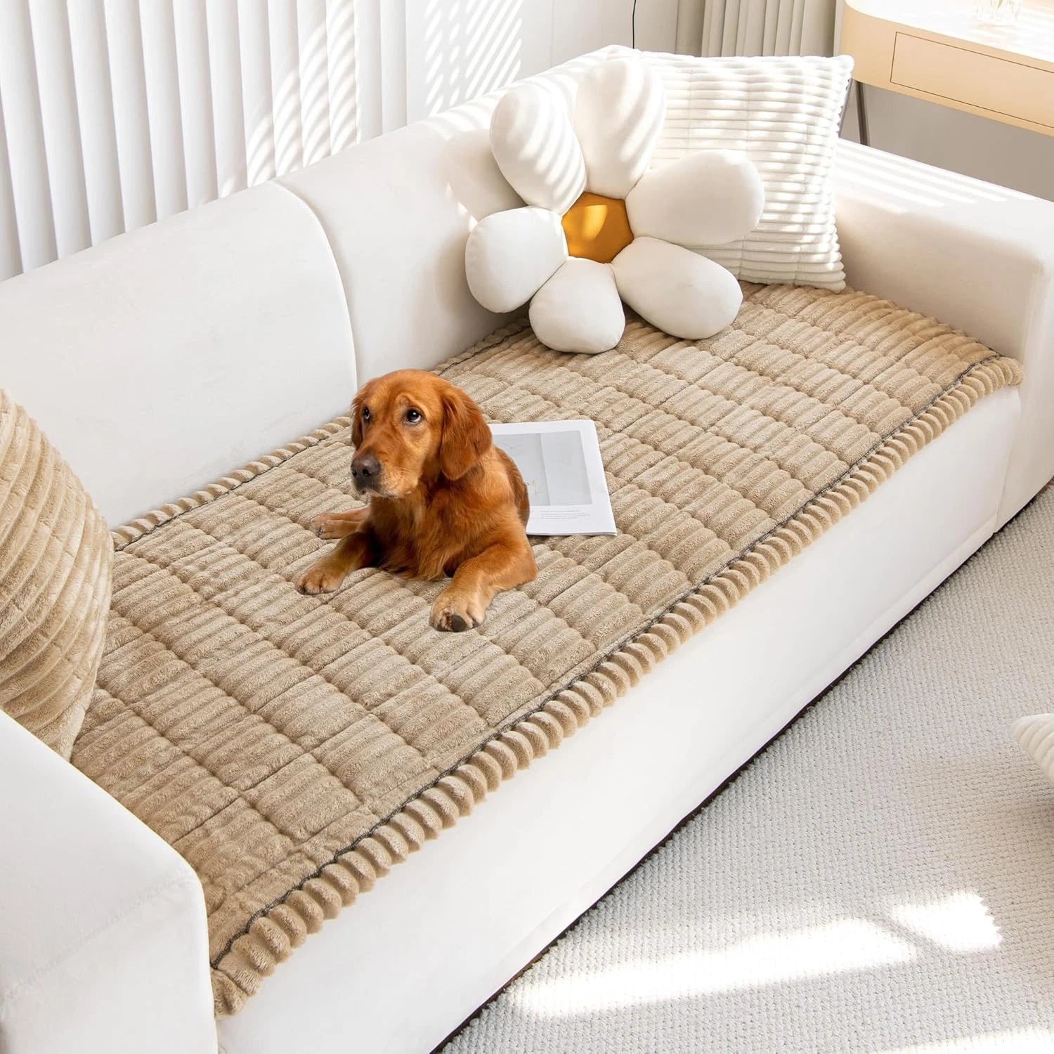 Pet sofa cover, suitable for dogs (brown, 27.6 inches x 70.9 inches) 07FC0E-D4 - KOEEK