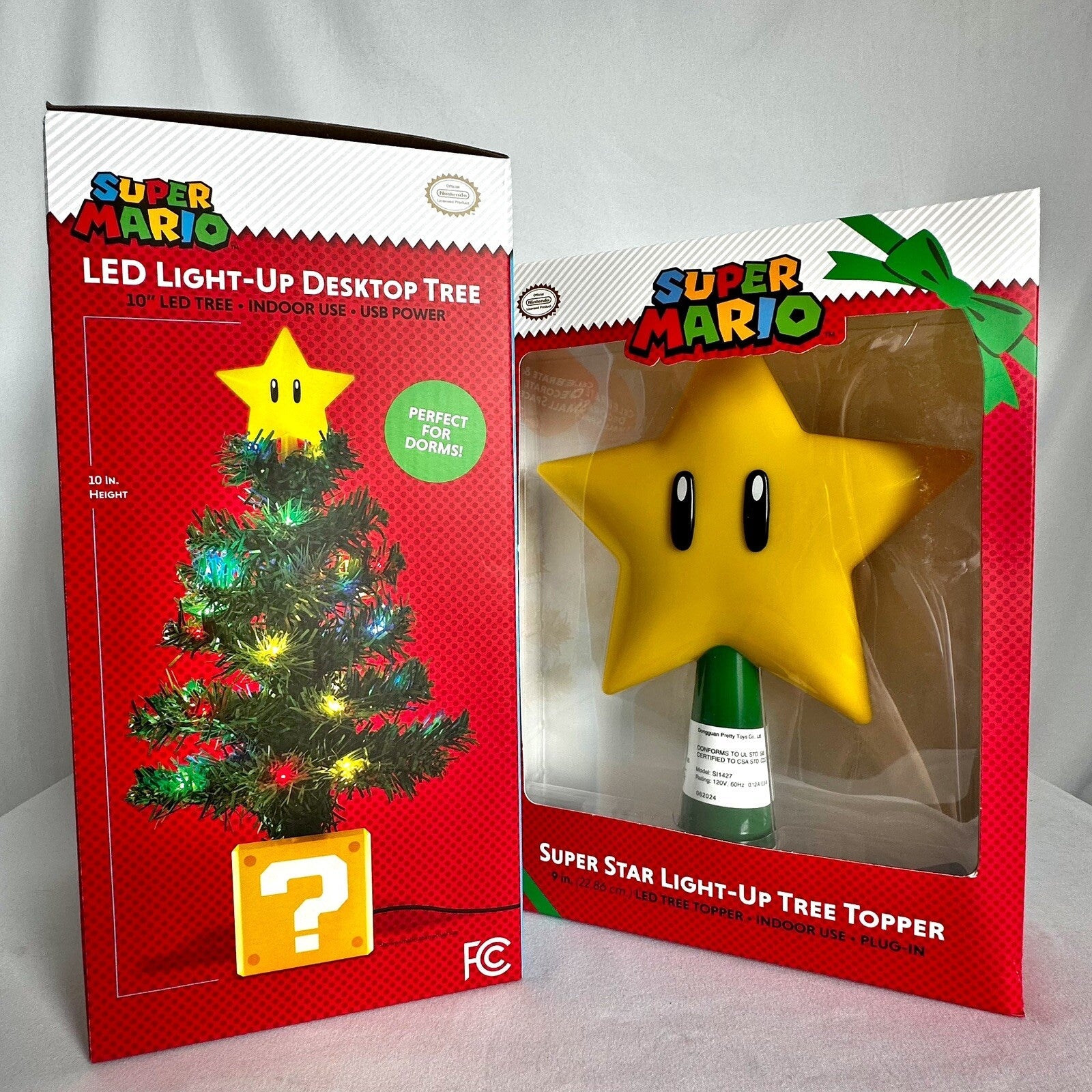 - Super Mario LED 10" Light Up Desktop Tree & 9" Super Star Tree Topper 07FC0E-D4 - KOEEK