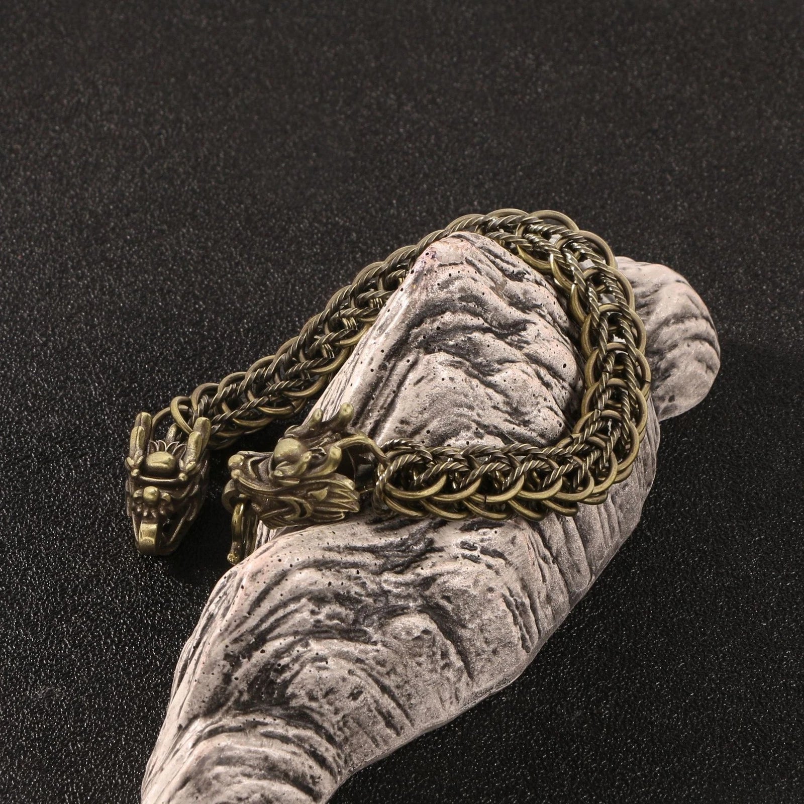 Men Women Metal Bangle Vintage Zodiac Dragon Bracelet Handcrafted Jewelry 07FC0E-D4 - KOEEK