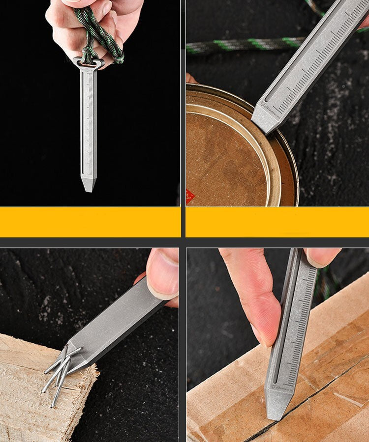 Titanium Alloy Pry Bar Outdoor Crowbar Ruler Backpack Ornament EDC Multi Tools 07FC0E-D4 - KOEEK