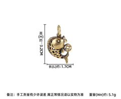 3.2cm Brass Hand-carved Hollow Goldfish Figurines Keychain Vintage Pendants 07FC0E-D4 - KOEEK