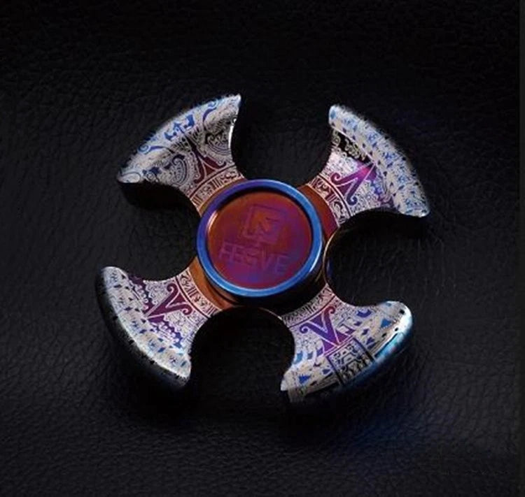 FEGVE Titanium EDC Baked blue Aerolite Four-Hand quadrangle Fidget Spinner Toy 07FC0E-D4 - KOEEK