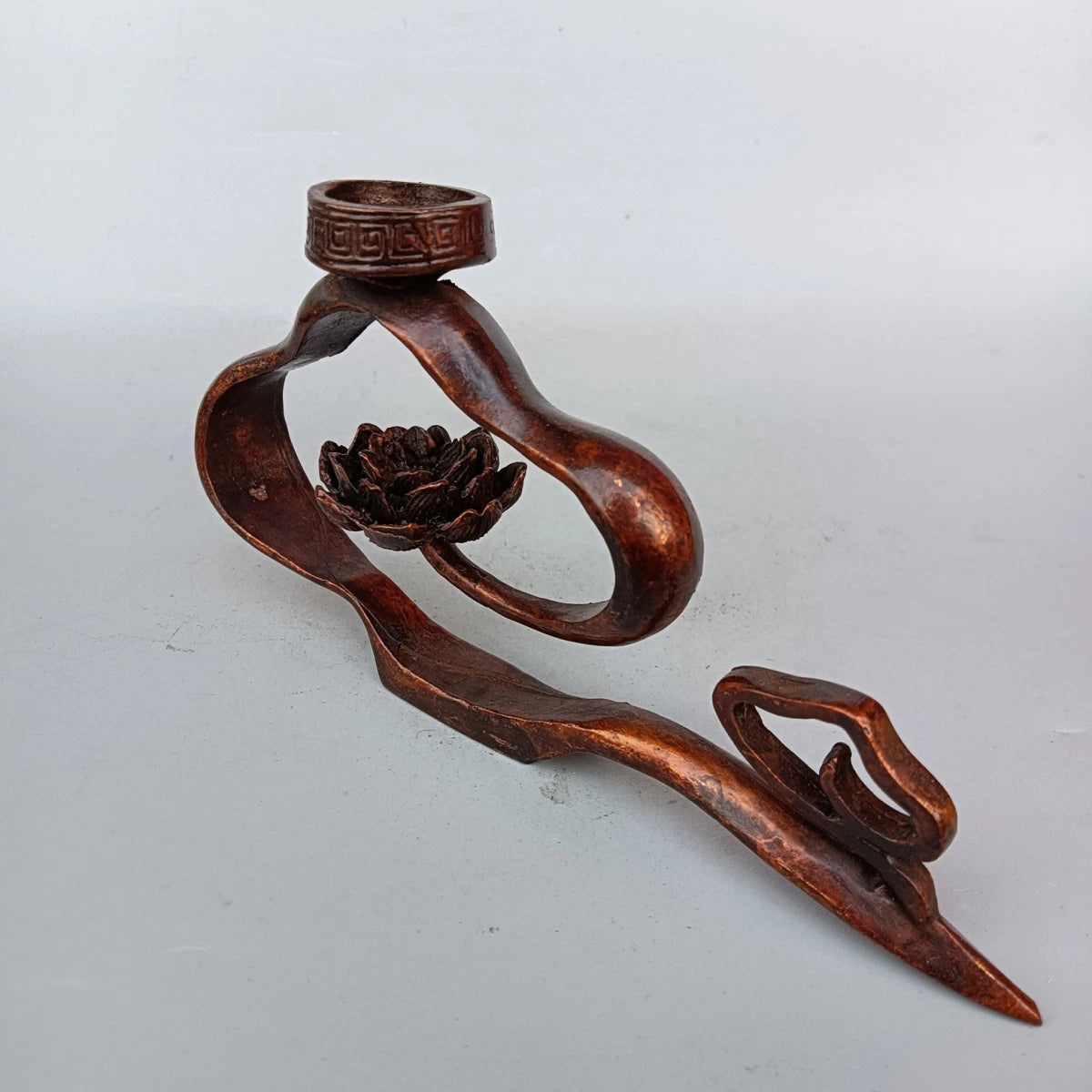 Copper Incense Burner Lotus Cloud Backflow Creative Home Decor Handcrafted 07FC0E-D4 - KOEEK