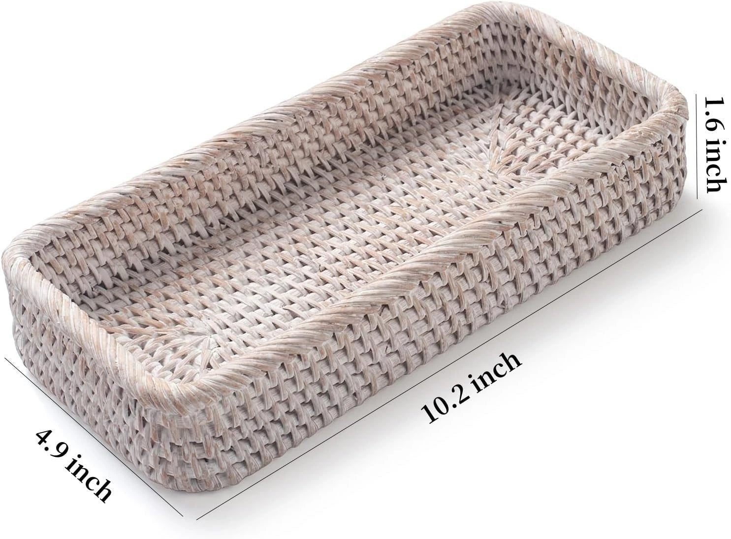 Rattan Bathroom Vanity Tray, Toilet Tank Tray, Toilet Basket Tank Topper 07FC0E-D4 - KOEEK