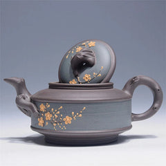 Retro Chinese Yixing Purple Clay Handmade Plum Flower Teapot Kung Fu Teapot 07FC0E-D4 - KOEEK