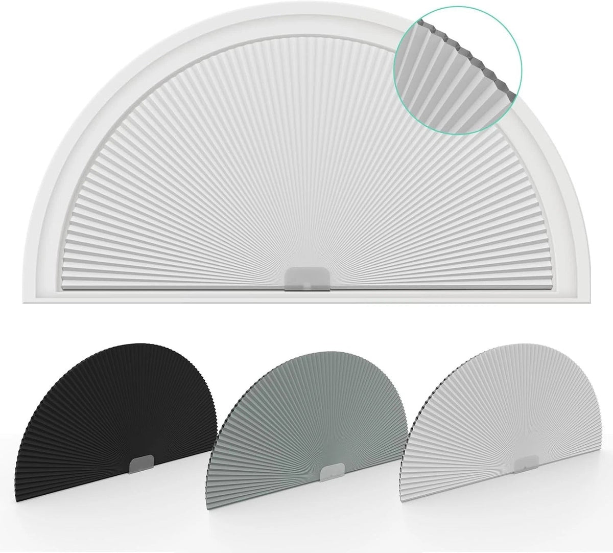 Long blackout arched curtain, blackout type, half-moon shape (radius: 24 inches) 07FC0E-D4 - KOEEK