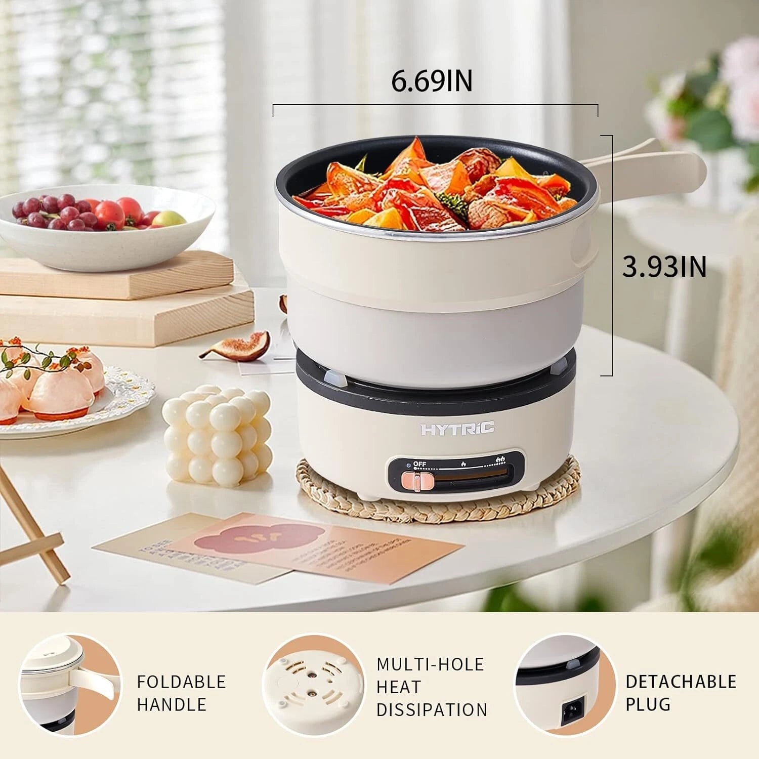 Rice Cooker, 2 Liter Portable Rice Cooker with Foldable Handle, Non-Stick 07FC0E-D4 - KOEEK