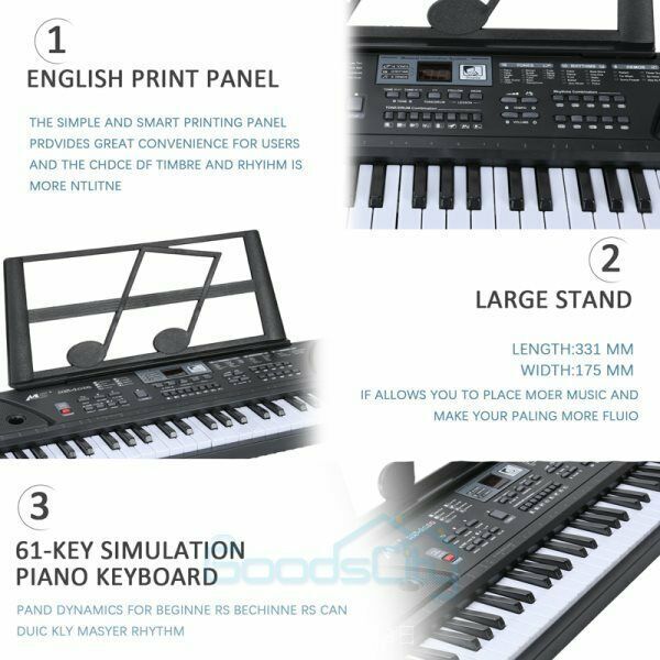 ny 61 tangenter elektronisk keyboard piano med musikkstativ mikrofon for barn/voksen gave