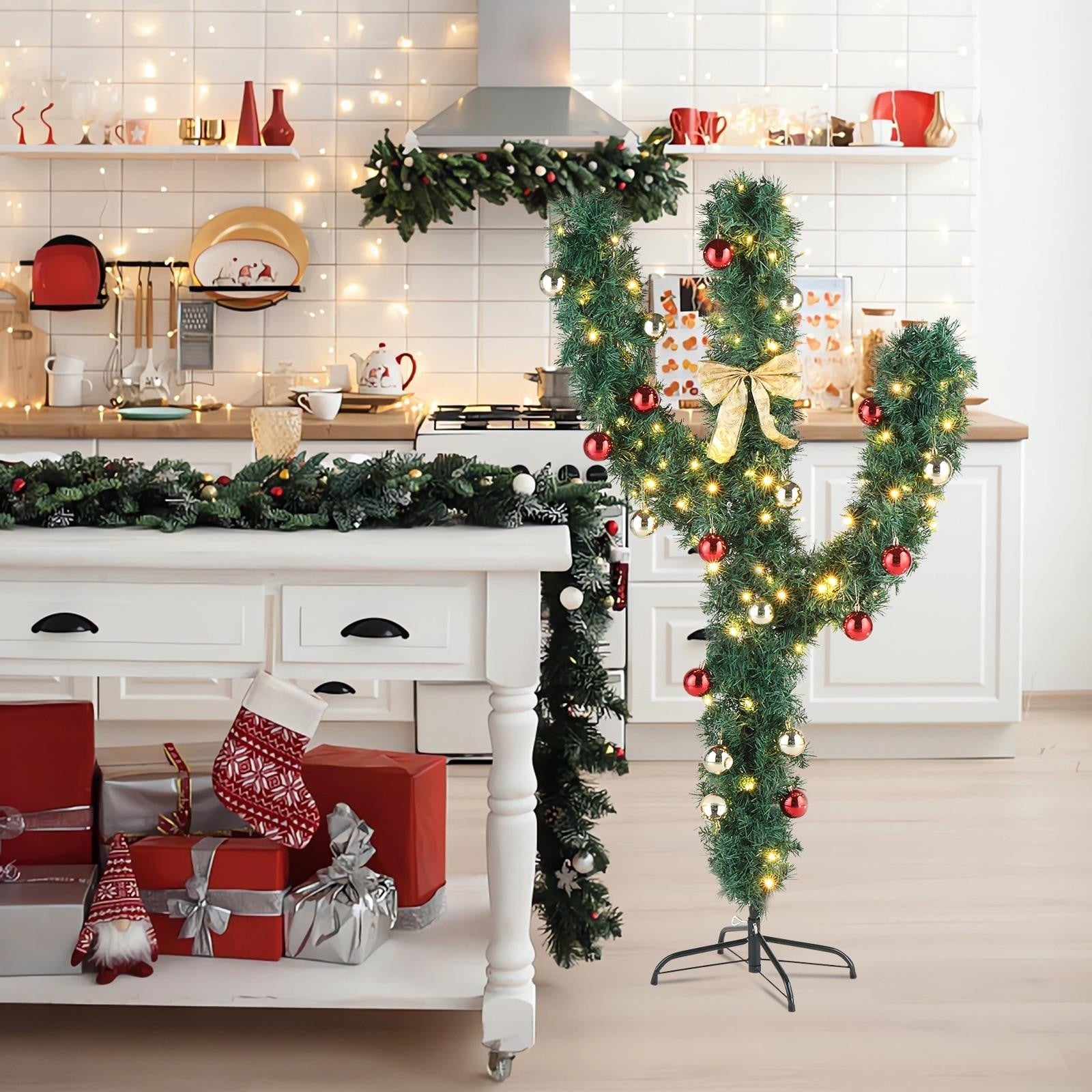 5FT Cactus Shape Christmas Tree With 110 Changing LED lights 8 Modes 07FC0E-D4 - KOEEK