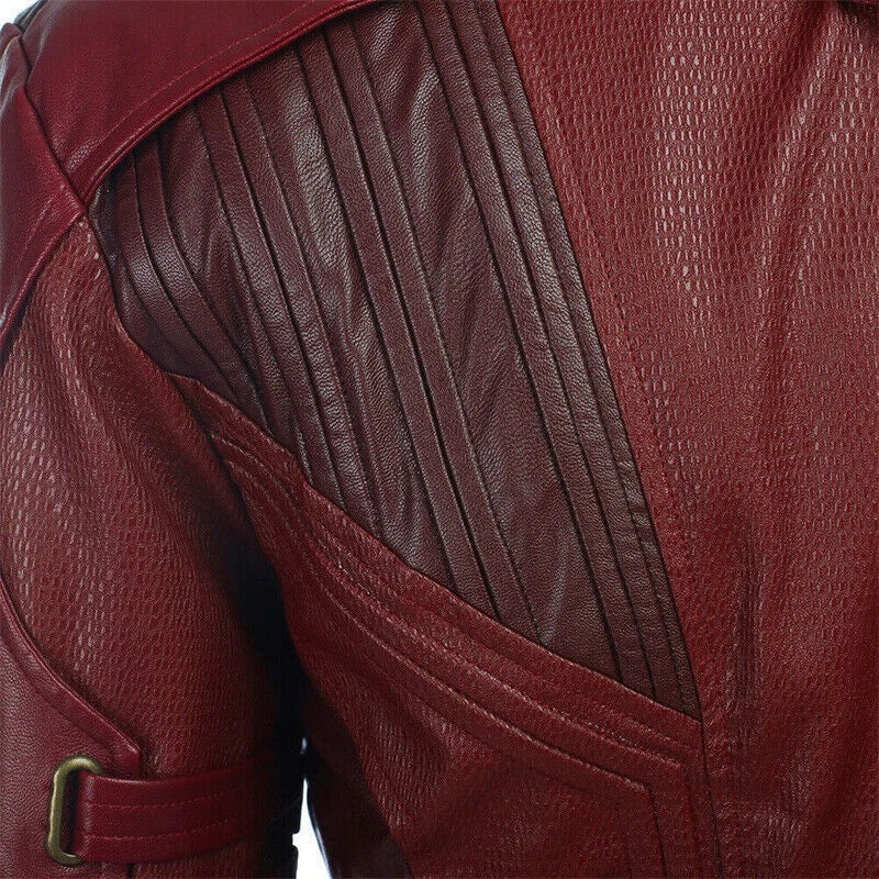 Guardians of the Galaxy 2 Star Lord Peter Quill Red PU Jacket Cosplay Costume 07FC0E-D4 - KOEEK