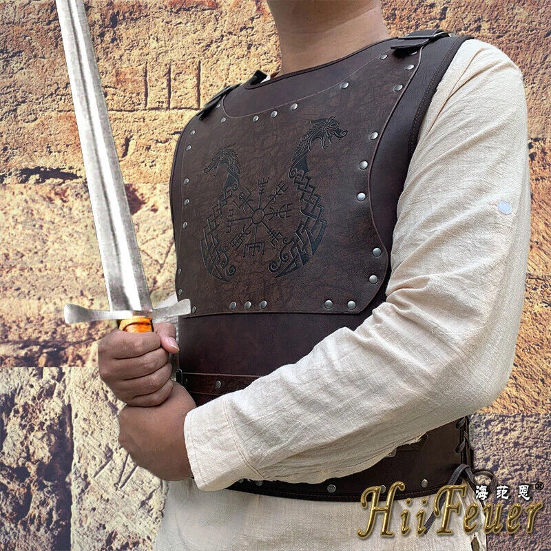 Adjustable Viking Warrior Armor Embossed Larp Outfit Medieval Vest Halloween Cos 07FC0E-D4 - KOEEK
