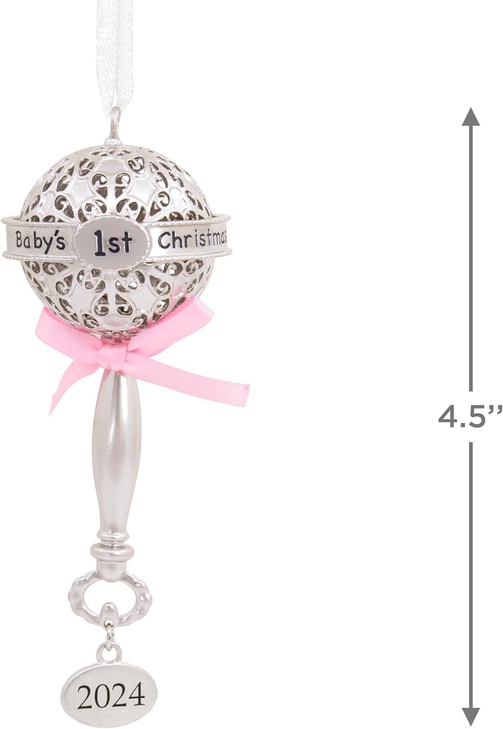 new Hallmark Baby's First Rattle Pink 2024 Christmas Ornament, Premium Metal HALLMARK - KOEEK