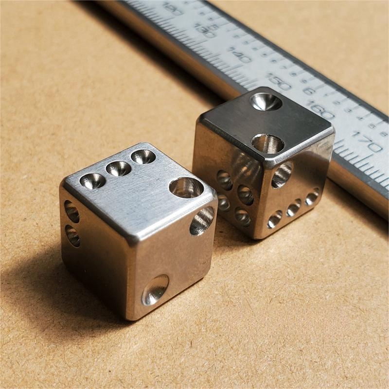 Solid TC4 Titanium Dice 14mm 0.55 Inch 6 Sided Ice Cube EDC Toy Necklace Pendant 07FC0E-D4 - KOEEK