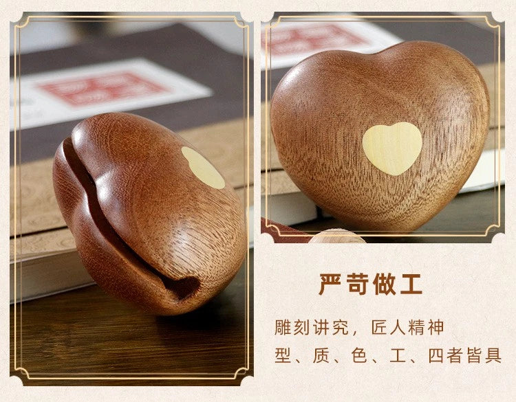 5.3x5.9x3.8cm Wooden Heart Mokugyo Desk Decor Meditation Percussion Ornament 07FC0E-D4 - KOEEK
