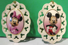 LENOX  Disney MICKEY & MINNIE MOUSE CAMEO - Flat Style ORNAMENTS -- ES LENOX - KOEEK
