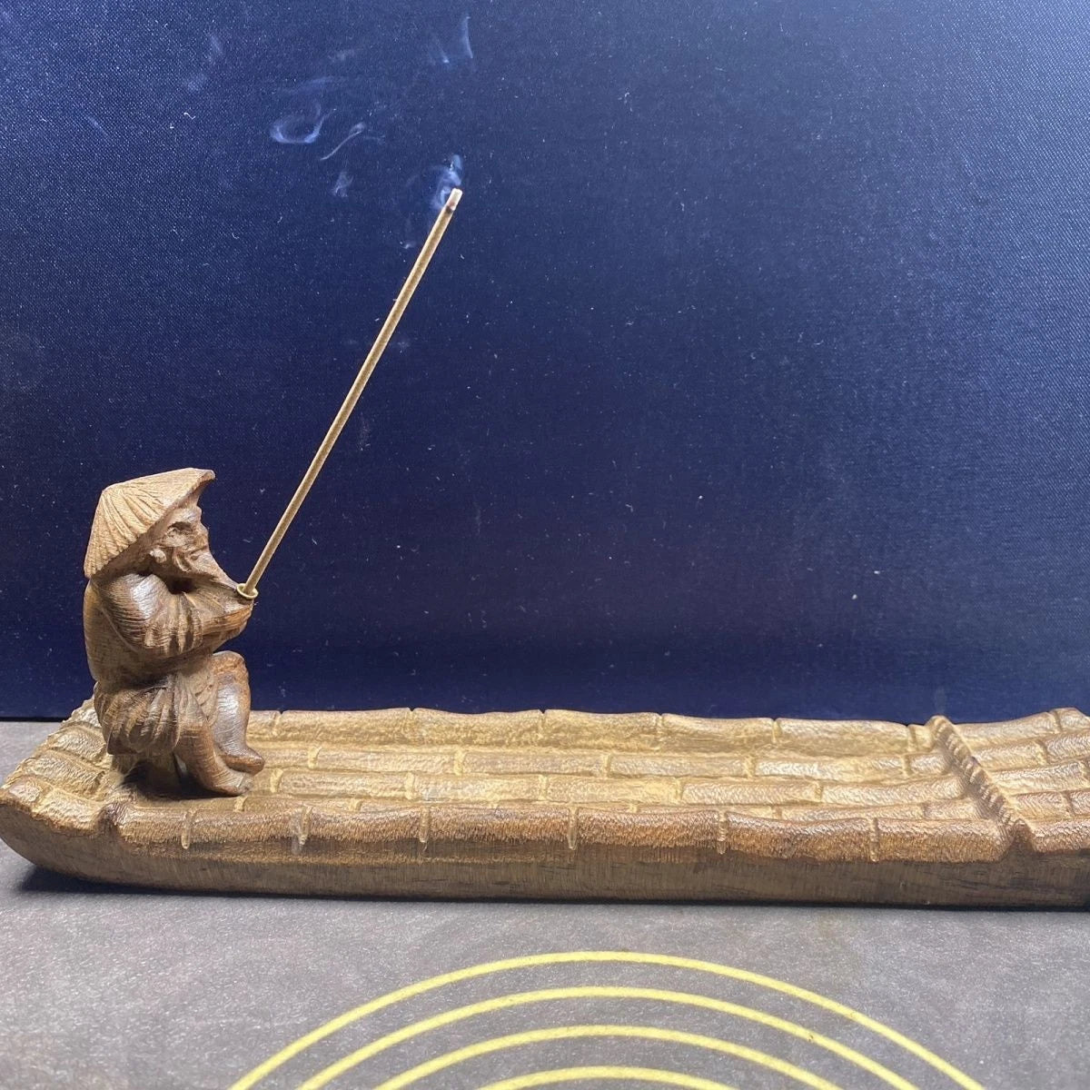 20cm Vietnamese Agarwood Jiang Taigong Fishing Incense Holder Figurine 07FC0E-D4 - KOEEK