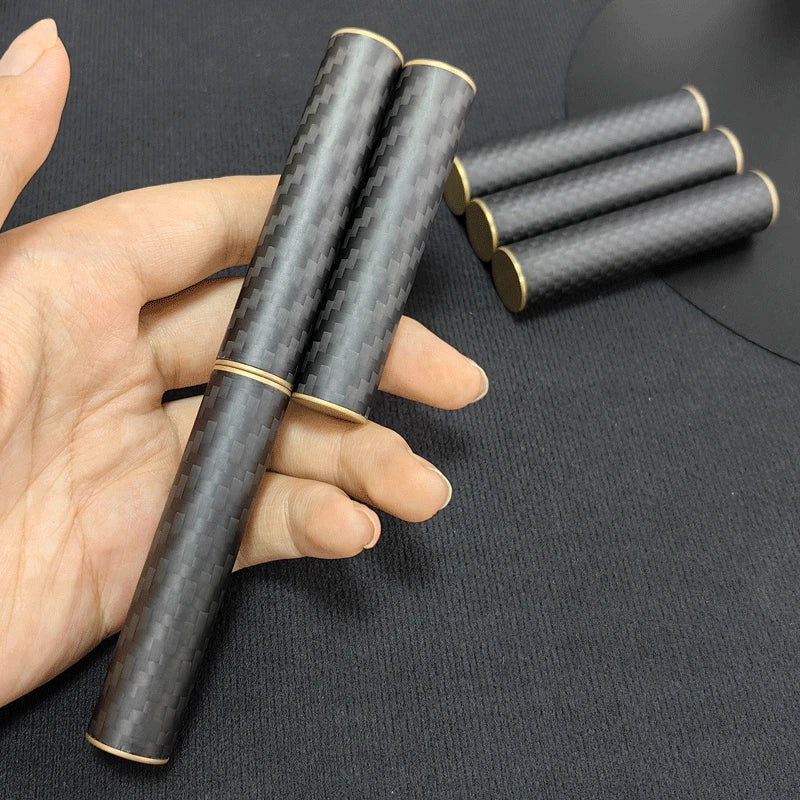 Hot Carbon Fiber + Brass 3 Section Fingert Spinner Top Adult Toy Magnetic Metal 07FC0E-D4 - KOEEK