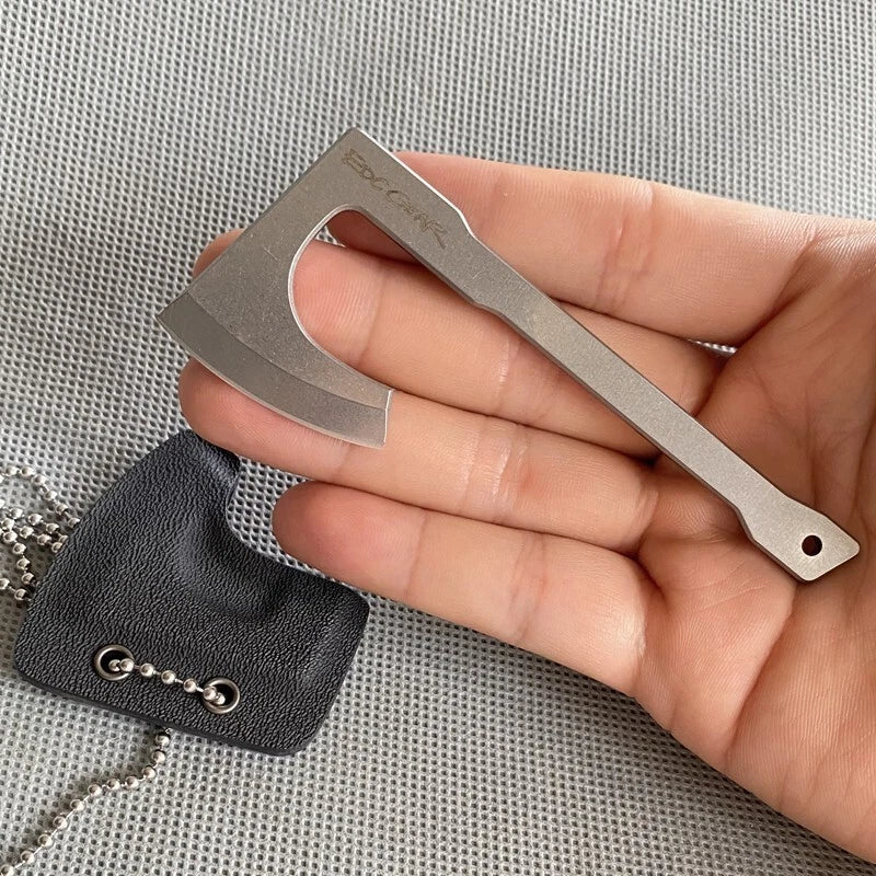 Mini Axe Hatchet Pocket Knife Camping Outdoor Hunting Tool Keychain EDC w Sheath 07FC0E-D4 - KOEEK