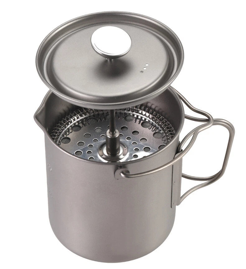 750ml Camping Coffee Pot with French Press Outdoor Cup Mug Cookware for Hiking 07FC0E-D4 - KOEEK