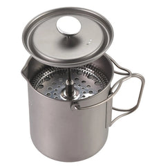 750ml Camping Coffee Pot with French Press Outdoor Cup Mug Cookware for Hiking 07FC0E-D4 - KOEEK