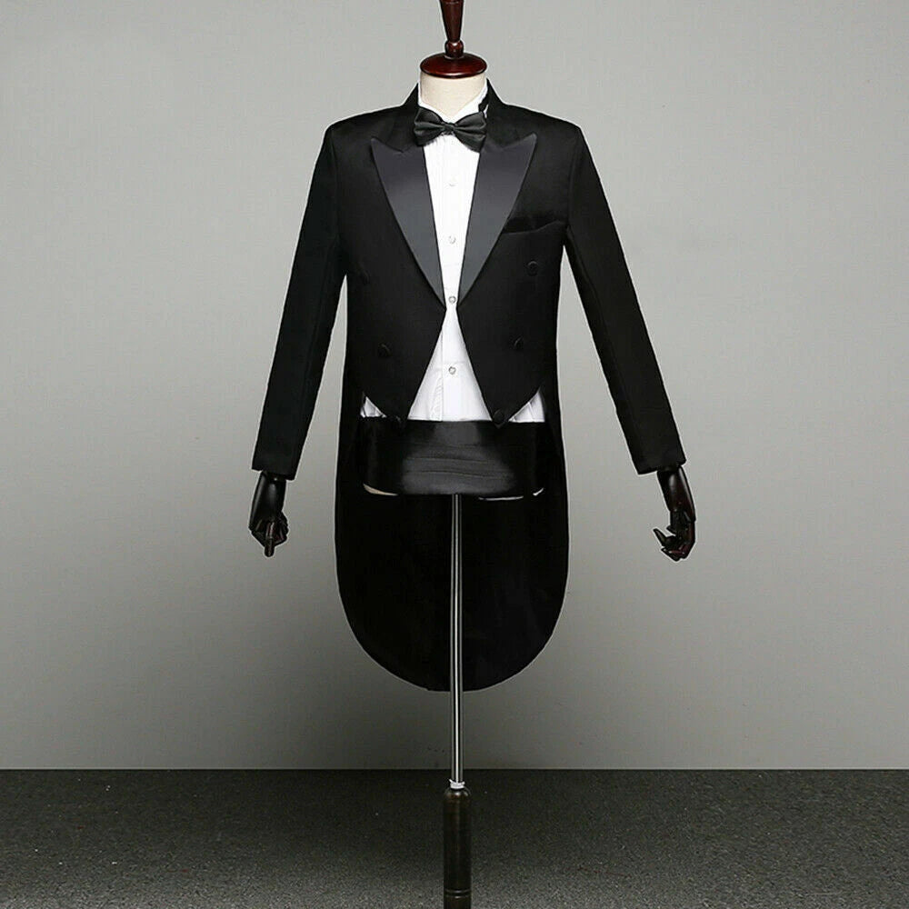 Tuxedo Morning Tailcoat Men Jacket Pants Suit Outfit Evening Tails Frock Coat 07FC0E-D4 - KOEEK
