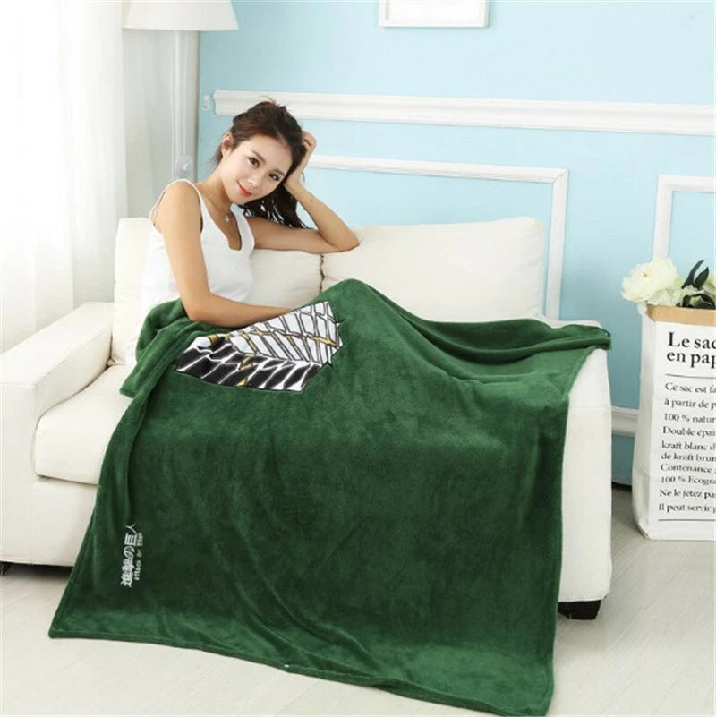 Attack on Titan Blanket Cloak Shingeki No Kyojin Survey Corps Cloak Cape Flannel 07FC0E-D4 - KOEEK