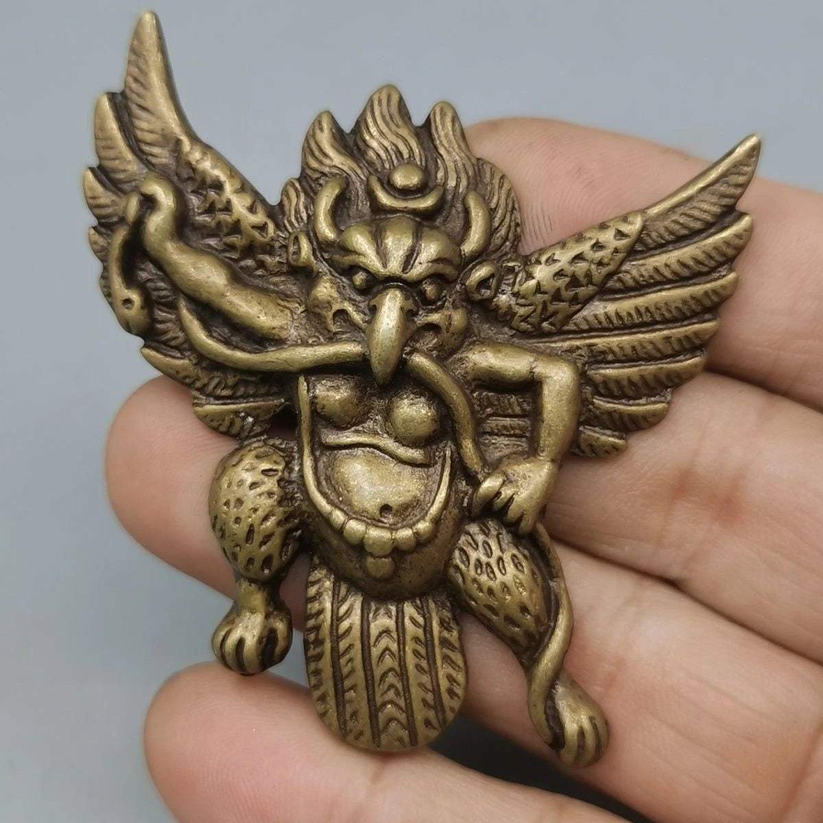 Tibetan Ritual Garuda Pendant Amulet Brass Bird Necklace Collectible 07FC0E-D4 - KOEEK