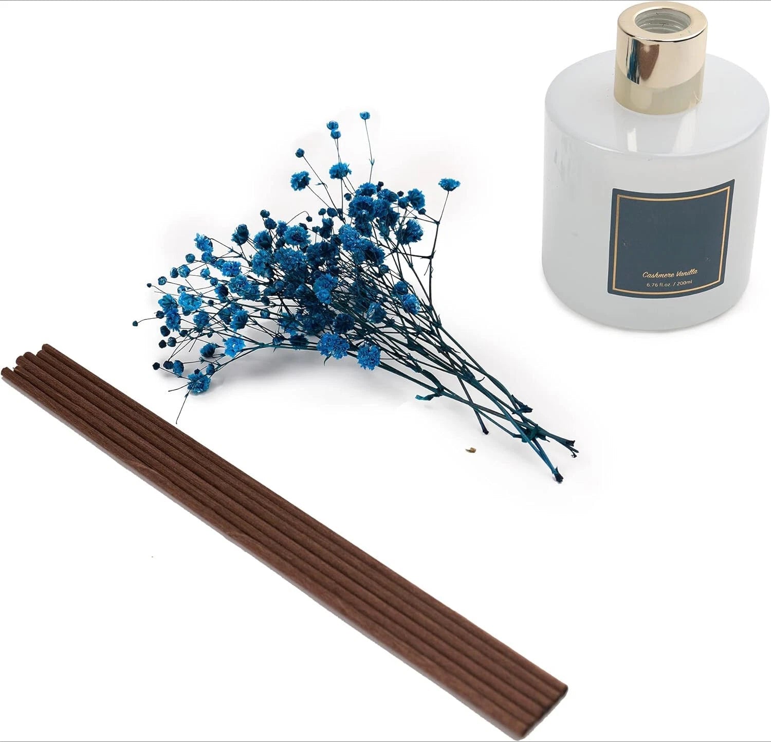 Premium Reed Diffuser Set with Preserved Baby's Breath & Cotton Stick Cashmere 07FC0E-D4 - KOEEK