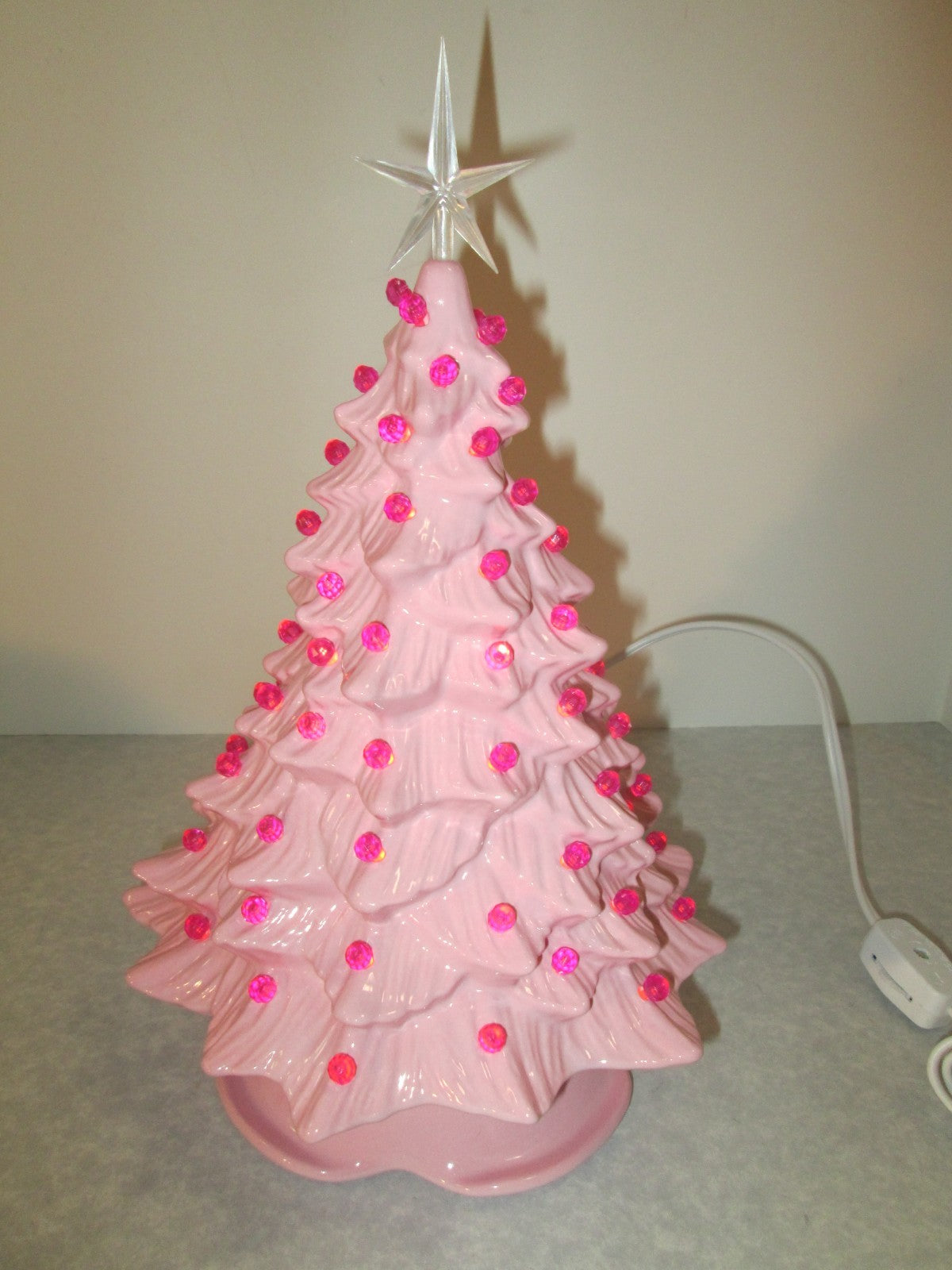 "Pink Glazed  Ceramic Christmas Tree"  ly Made/ Extra Lights 07FC0E-D4 - KOEEK