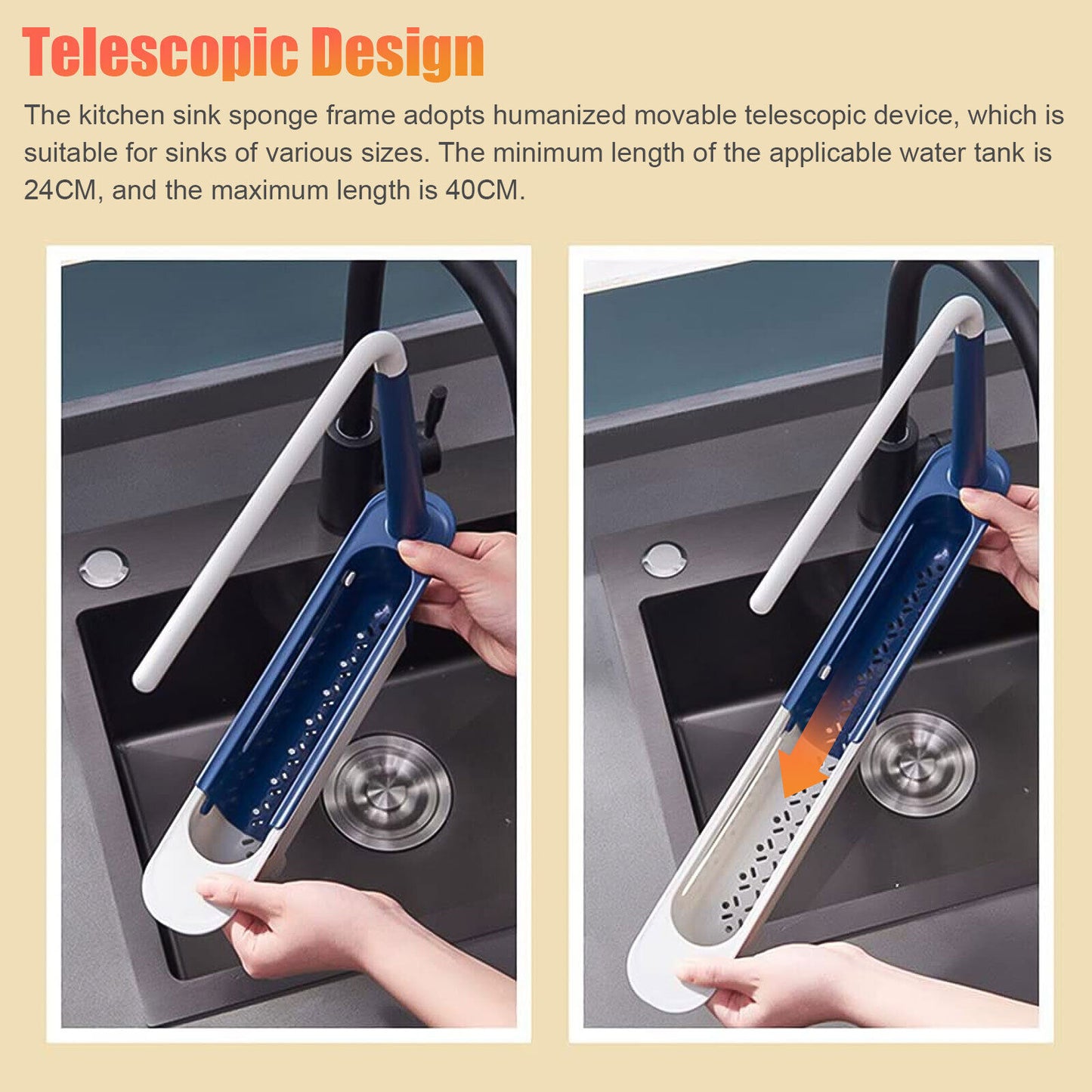 Sink Rack Telescopic Holder Expandable Storage Drain Kitchen Shelf Sponge Basket