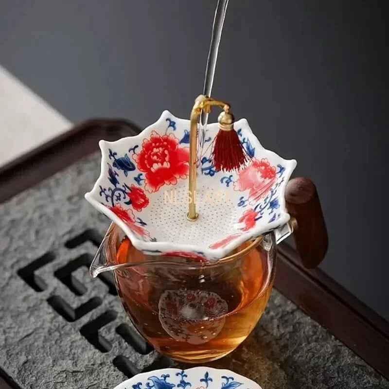 Blue and White Porcelain Tea Strainer Ceramic Tea Filter Umbrella Shape Teaware 07FC0E-D4 - KOEEK