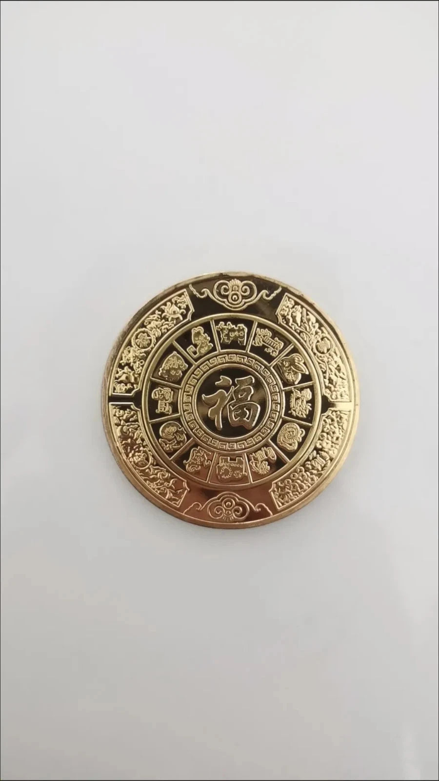 1Pc Feng Shui  Coin Commemorative Chinese Fish Good Luck Gold Medal Metal 07FC0E-D4 - KOEEK