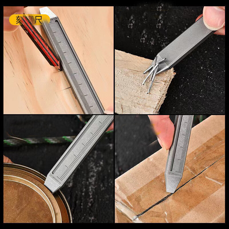 Outdoor Titanium Alloy Scale 90MM Metric Ruler Construction Site EDC Multi Tools 07FC0E-D4 - KOEEK