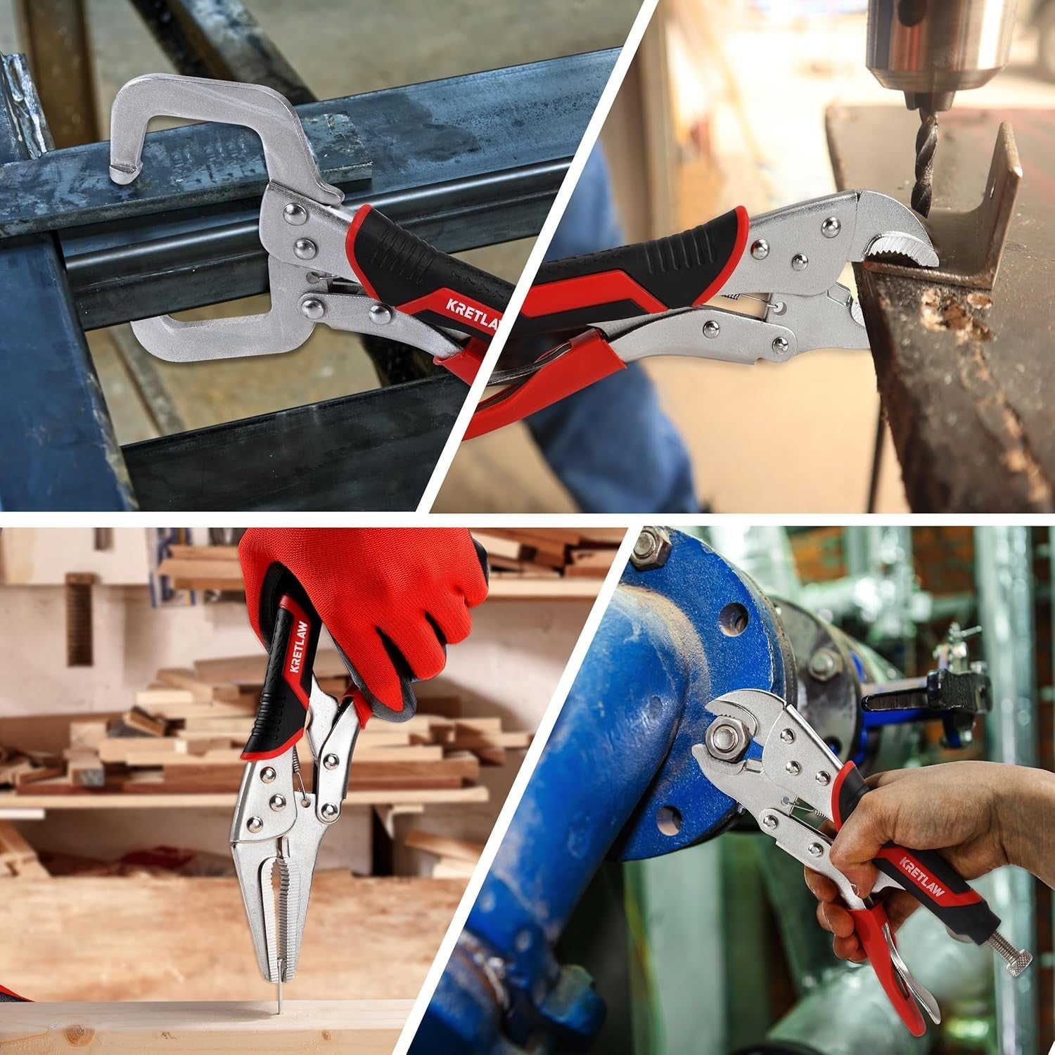 new Vice Grips Pliers Set - 6-Piece Including 6-1/2" & 9-1/2" Long Red, Grey 07FC0E-D4 - KOEEK