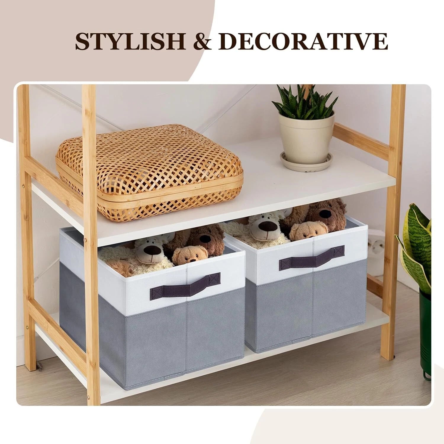 4 Pack Large Storage Baskets for Shelves | Fabric Closet Organizers and Storage 07FC0E-D4 - KOEEK