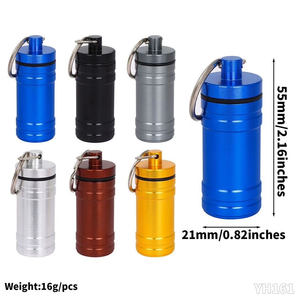 Premium Aluminum Waterproof Medication Pill Container Box Spoon With Keychain 07FC0E-D4 - KOEEK