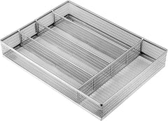 Drawer Organizer, Silverware Flatware, Mesh Wire, Non-Slip, 5 Components, Silver 07FC0E-D4 - KOEEK