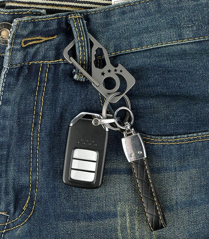 Titanium Alloy Pocket Key Chain Carabiner Bottle Opener Wrench Outdoor Multi EDC 07FC0E-D4 - KOEEK