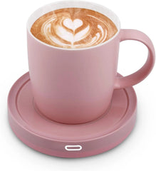Smart Coffee Set Plate (maximum temperature 131°F/55°C), 14 oz (pink set) 07FC0E-D4 - KOEEK
