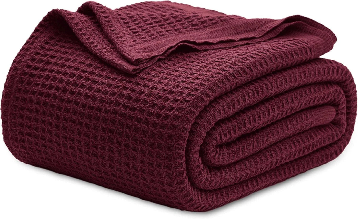 Cotton Queen Size Bed Blanket - Breathable and Soft,Waffle Weave Blanket 07FC0E-D4 - KOEEK