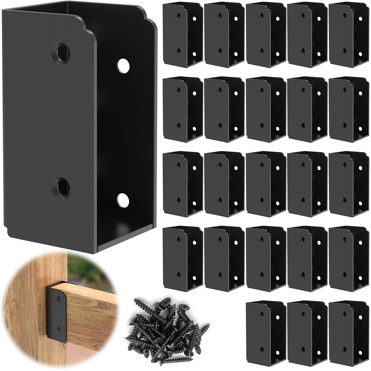 new 24PCS 2”x 4” Stainless Steel Deck Railing Brackets Horizontal 24 Pcs, Black 07FC0E-D4 - KOEEK