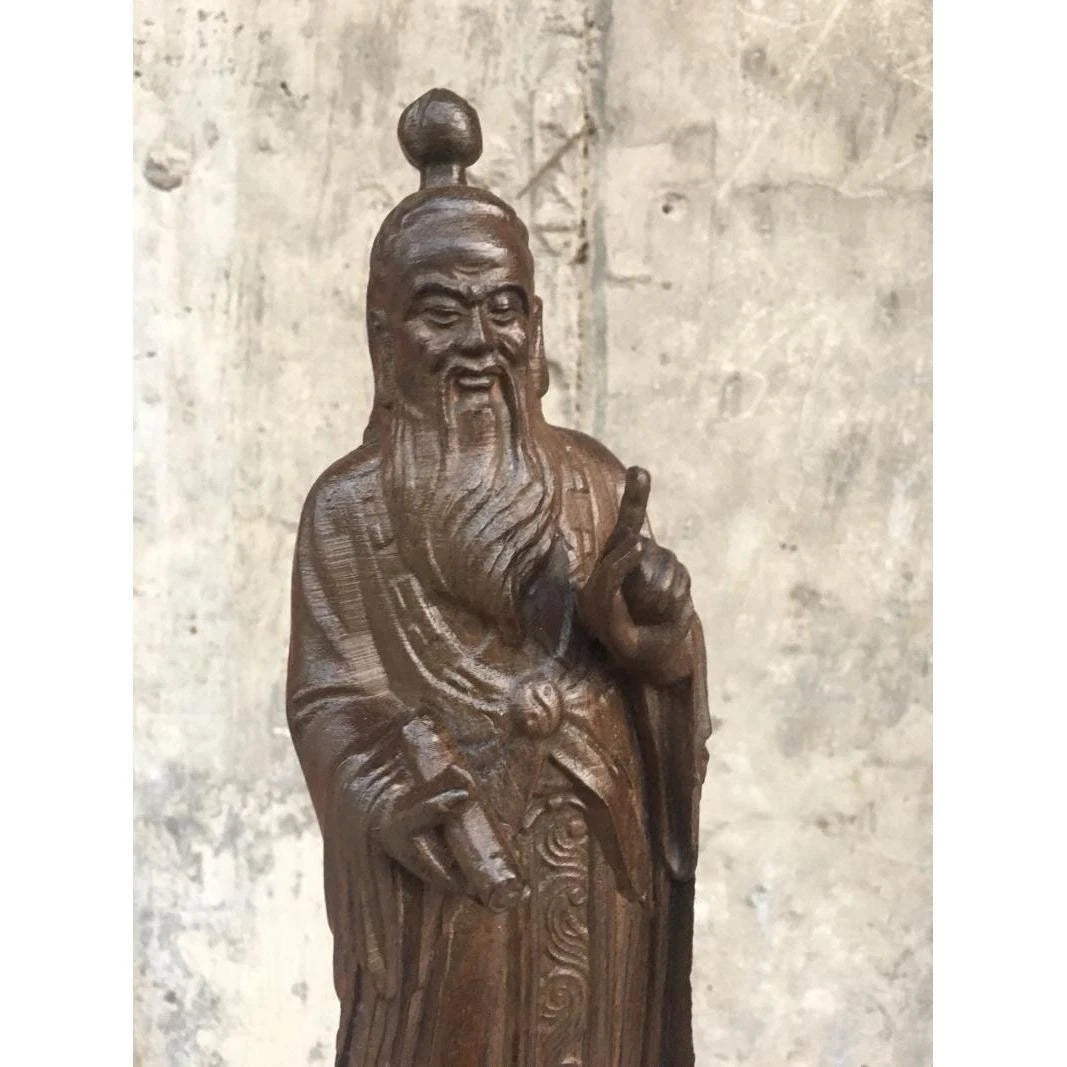 20cm Vietnamese Agarwood Carved Taishang Laojun Figurine Wooden Sculpture Decor 07FC0E-D4 - KOEEK
