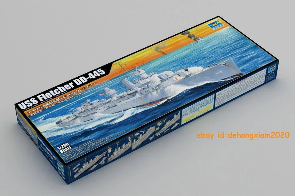 STOCK 03723 1:200 USS NAVY Fletcher Destroyer DD-445 Model Assembly Kit 07FC0E-D4 - KOEEK